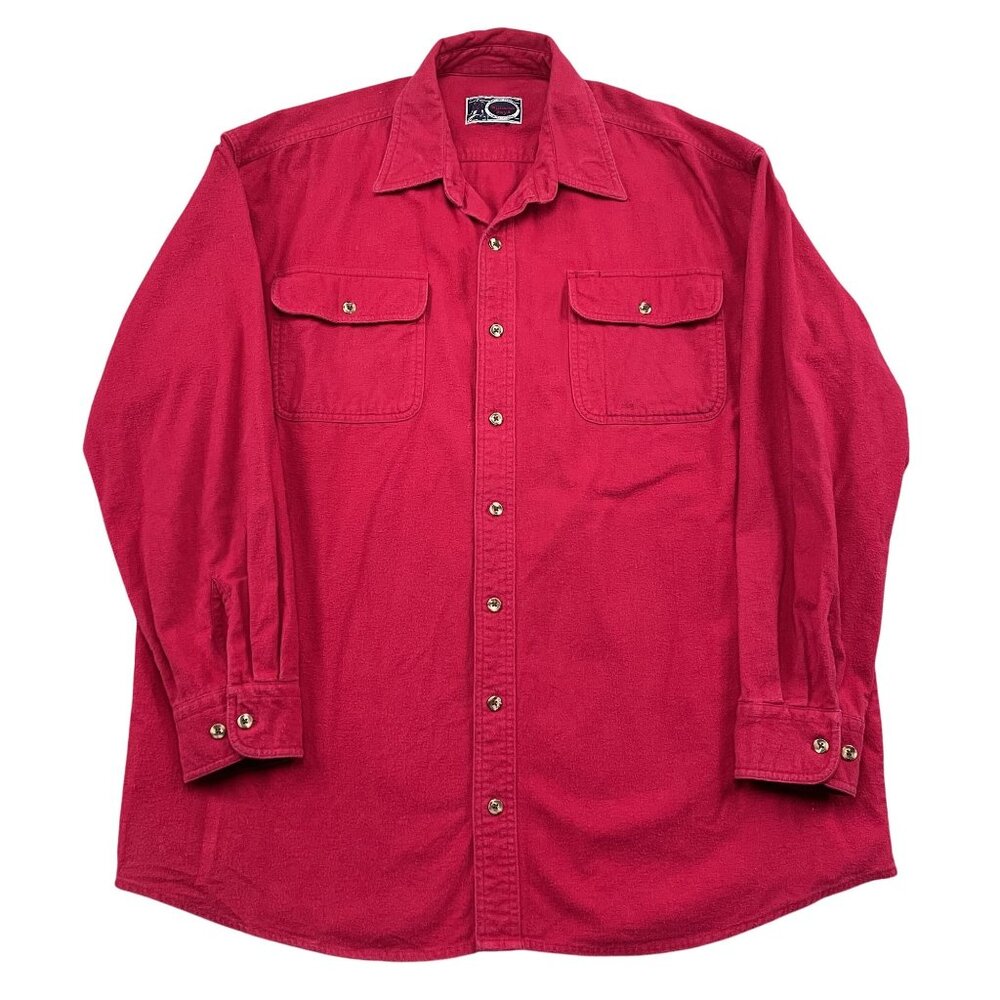 VTG Williams Bay Heavy Cotton Button Down Shirt Mens XXL Red‎